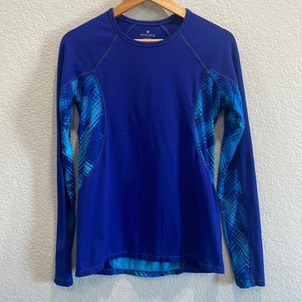 Athleta Blue Crew Neck Long Sleeve T Shirt Size Small